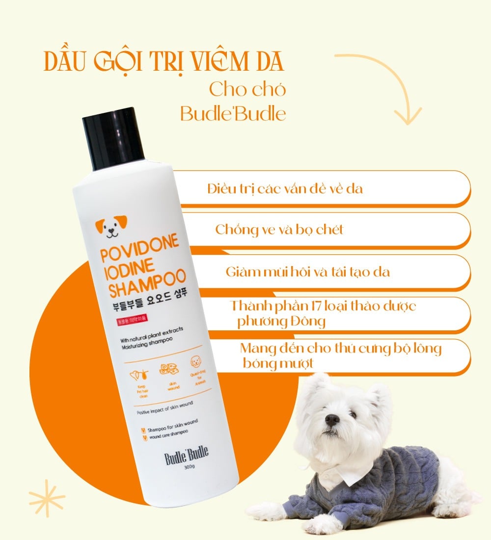 Dầu gội trị viêm da cho chó Budle'Budle